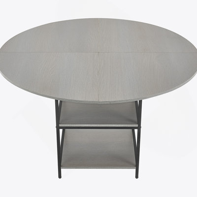 47 In Round Dining Table Wood Kitchen Table For 4-6 Person Grey (Only Table)