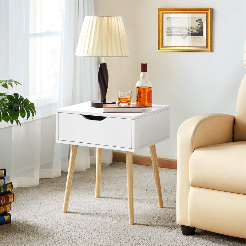 Oey 48.5cm W Manufactured Wood Bedside Table, White