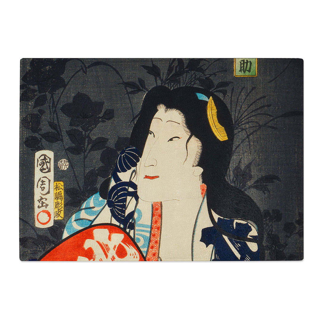 Tempered Glass Portrait of an Actress by Toyohara Kunichika Chopping Board