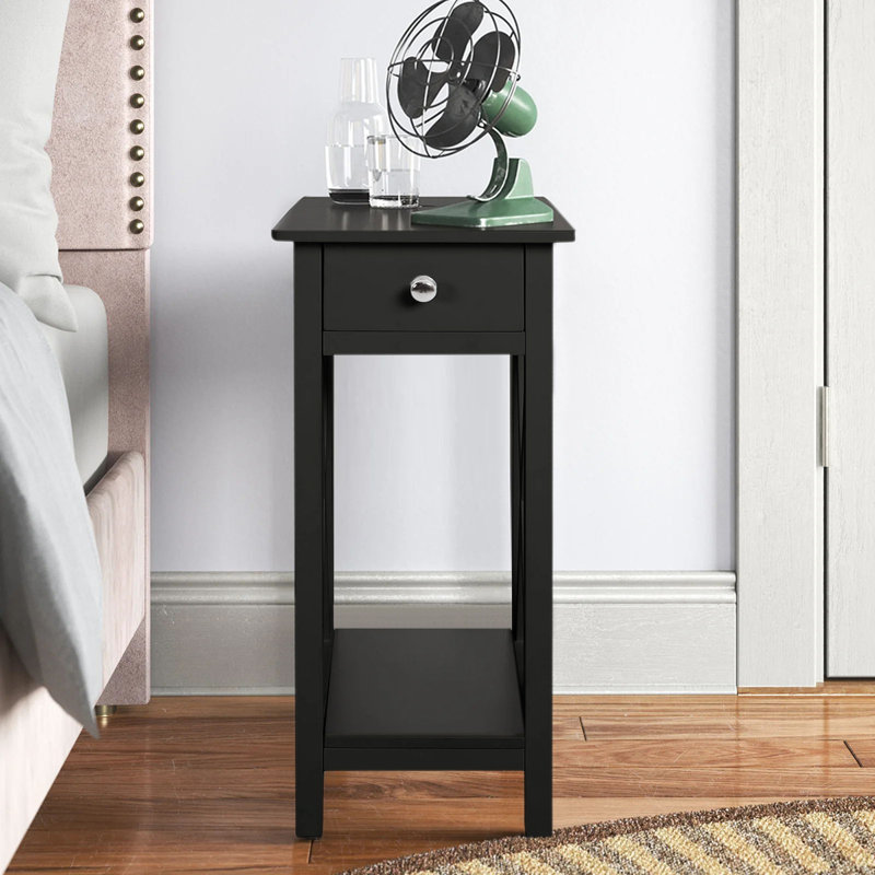 Drusilla 27cm W Bedside Table, Black