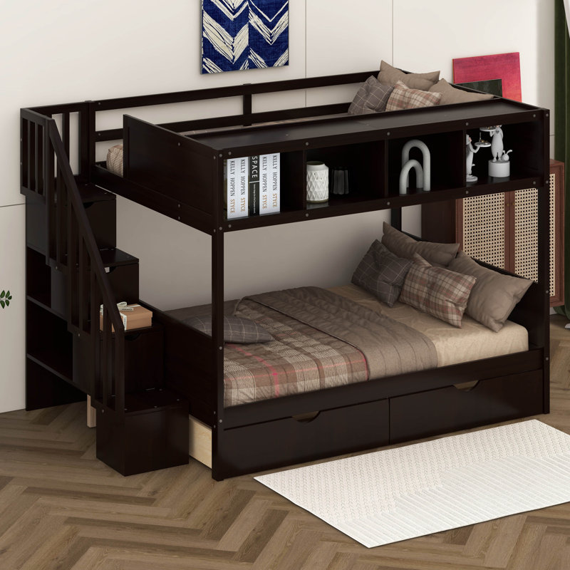 Javarrion Kids Twin Over Full Bunk Bed, Espresso