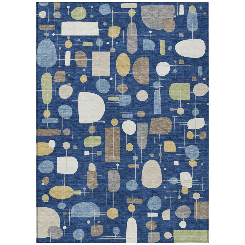 Machine Washable Indoor/Outdoor Juliet ACN2393 Mid-Century Modern Rug, Rectangle 2'6" x 3'10"