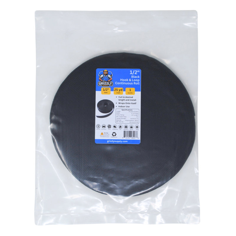1/2" Hook & Loop Continuous Roll 25 yards/roll