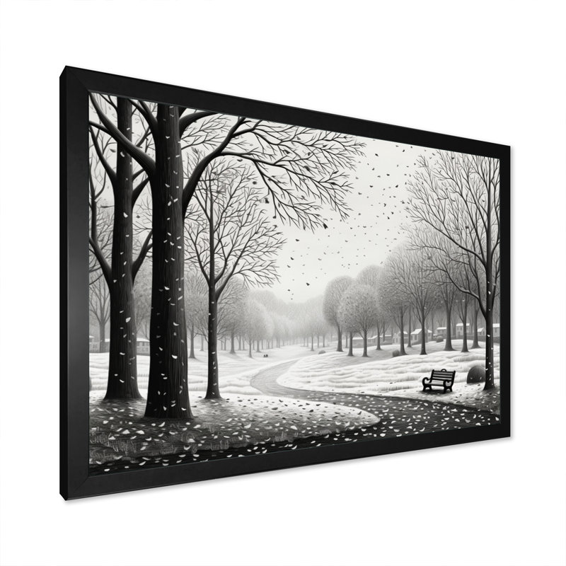 «Countryside Winter Park», impression monochrome sur toile, H 34 po x l 44 po x P 1,5 po, Cadre photo noir