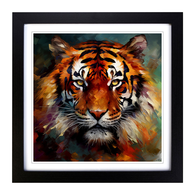 Tiger Abstract Art No.2 - Framed Print, Black
