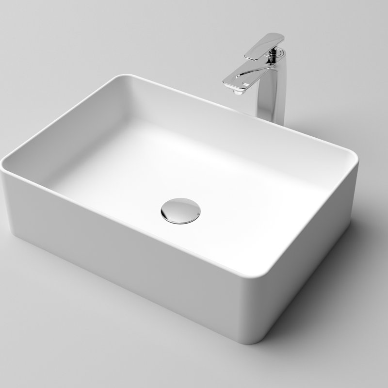 Lavabo vasque de salle de bain blanc mat 20 po x 14 po - Grand pour une hygiène quotidienne.