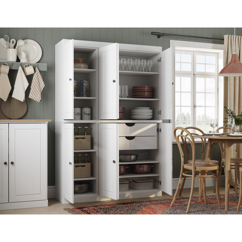 Niculae 100% Solid Wood Tall Kitchen Pantry Cabinet with Doors & 2 Drawers, Adjustable Shelves, Modular Kitchen Storage Cabinet, 48.5" W x 71.5" H