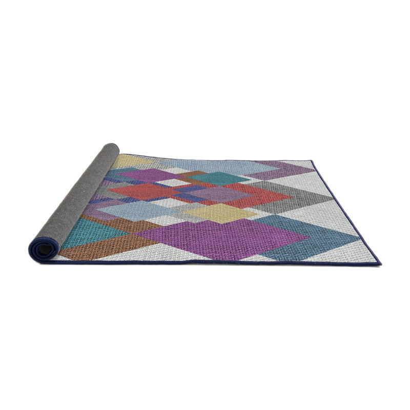 Tapis motif rose/vert/orange, Rond 3 pi