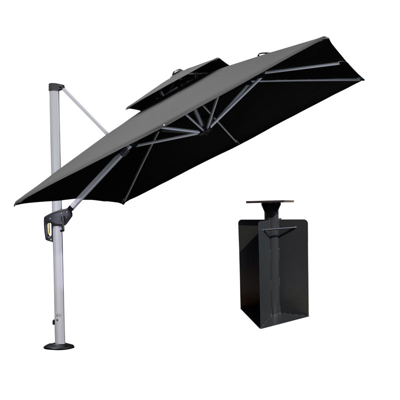 WInon 108'' Square Umbrella With Counter Weights Included Base In Ground,Grey, Grey