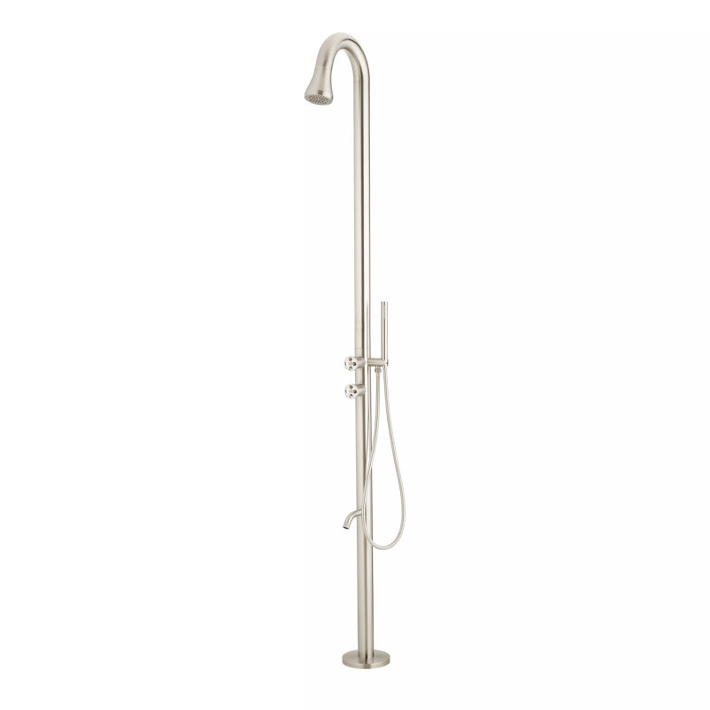 Kirwin Outdoor Retrofit Shower with Shower Head, Hand Shower, and Hose