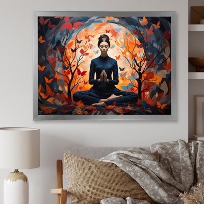 «Blue and Orange Yoga Bliss 3 - Yoga, art mural»