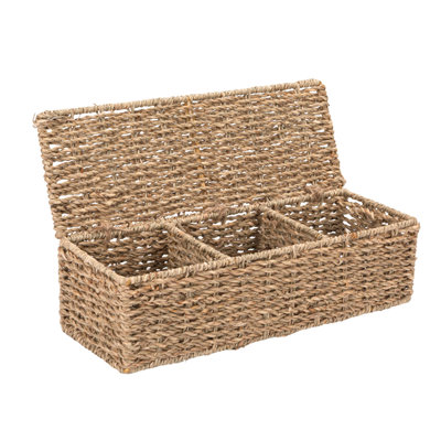 Hand-Woven Seagrass Box With 3 Sections