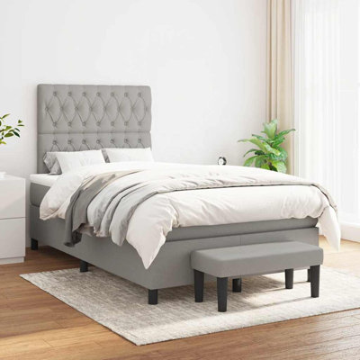  Lit sommier tapissier avec matelas gris clair