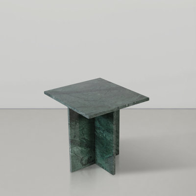 Verona Cain Genuine Marble Cross Legs End Table
