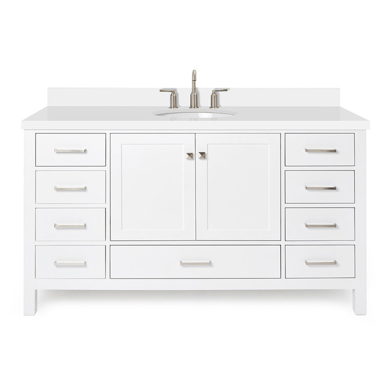 Cambridge 61'' W Single Vanity, Oval, White