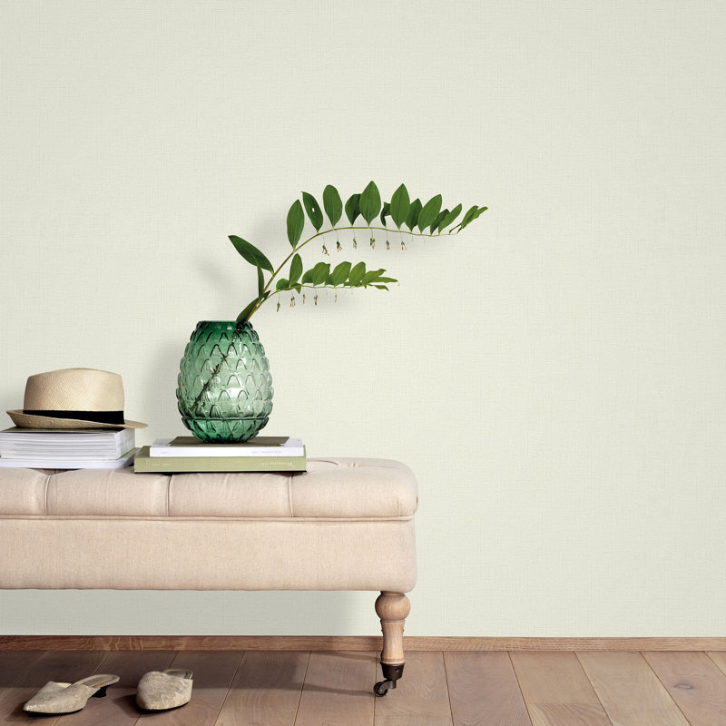 Deravil 10.05m x 53cm Textured Matte Paste the Wall Wallpaper Roll, Off White