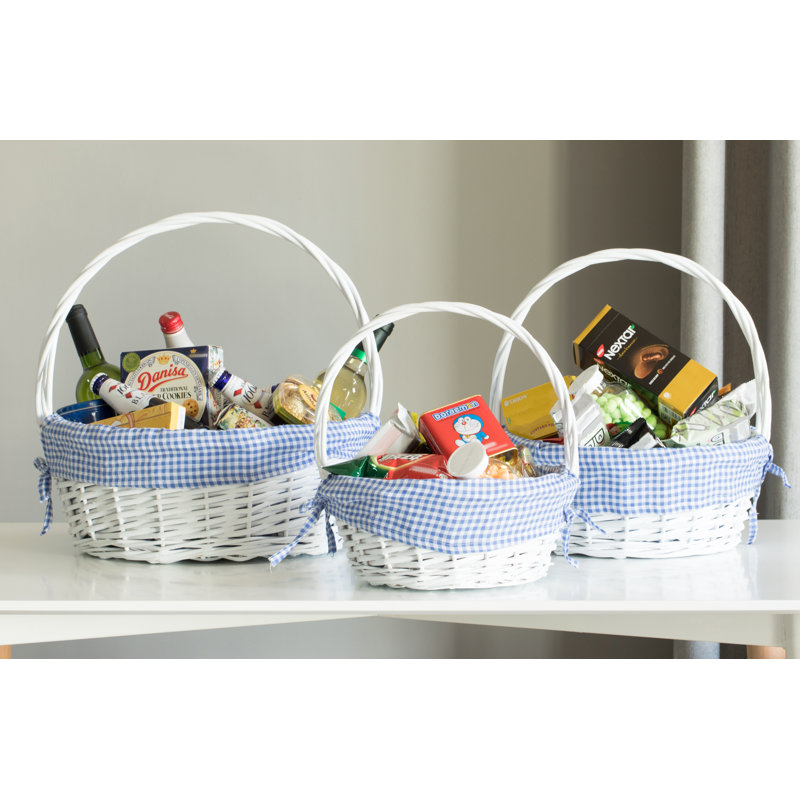 Panier en saule blanc, bleu