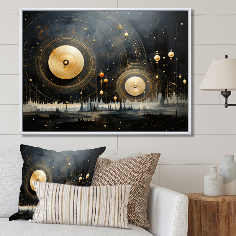 Or noir saturn Mercurys Mirage II, reproduction d'art sur toile, H 30 po x l 40 po x P 1,5 po, Cadre flottant blanc
