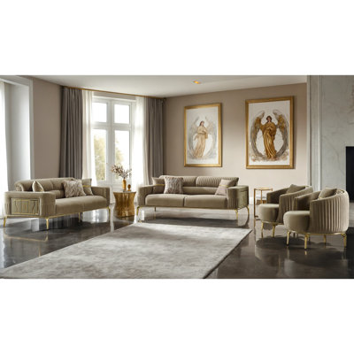 Janyne 4 - Piece Velvet Living Room Set