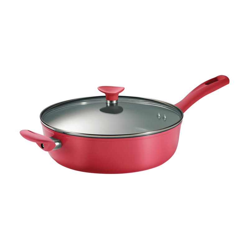 Red 14-Piece Nonstick Ceramic Cookware Set with Glass Lids