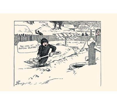 « pelleing a path » par clare briggs, impression