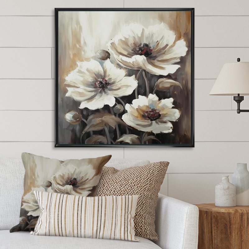 «Rozinka Hibiscus Blossoms I», reproduction, H 16 po x l 16 po x P 1 po, Cadre flottant noir