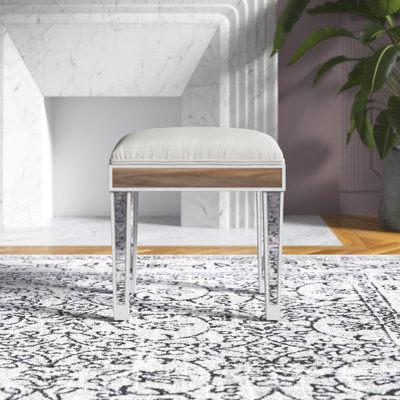 Cain Mirrored Upholstered Vanity Stool