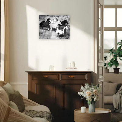 Troupeau de chevaux, art mural 24 po x 18 po