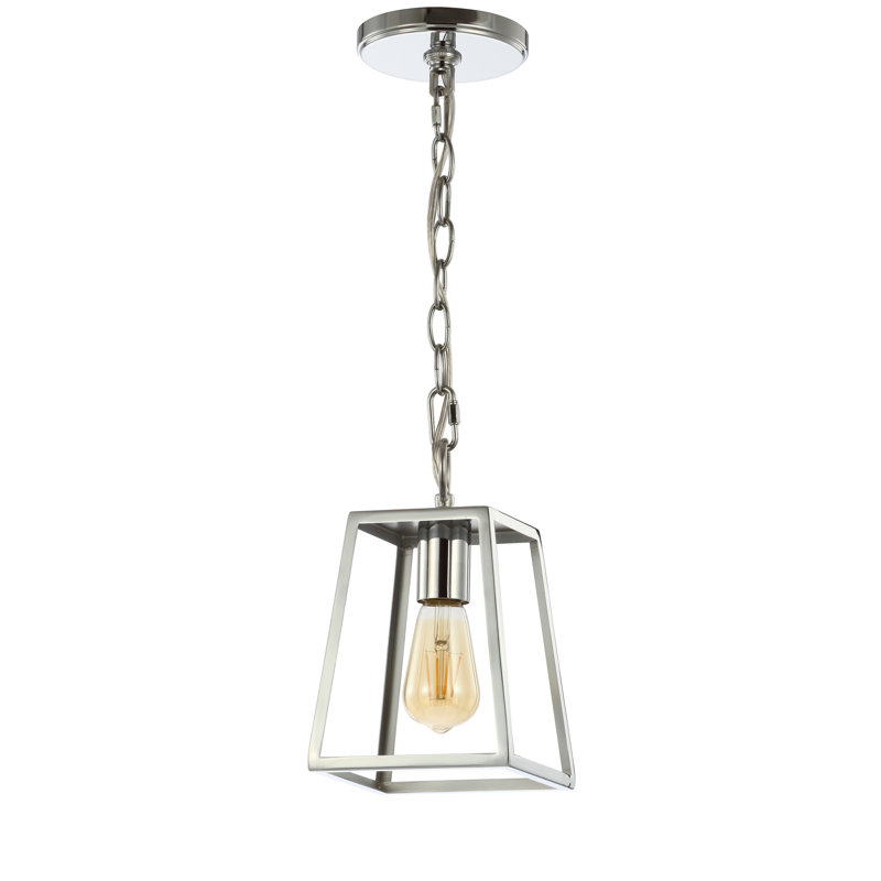 Luminaire suspendu géométrique à 1 lumière Braswell, Chrome