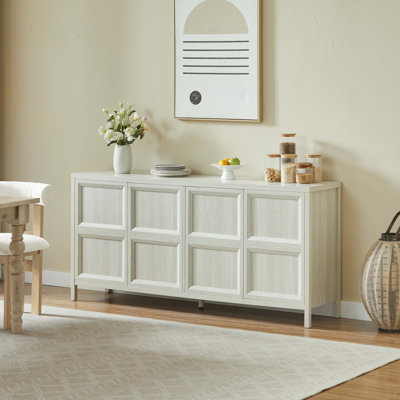 67'' Modern Sideboard Storage Cabinet With Tip-On Opening, Soft-Close Hinges, And Tilt-Proof Wall Mount, Bedroom Dresser.Light Grey
