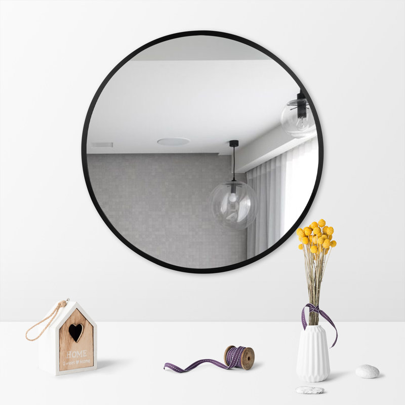 Miroir mural rond Gallen, Noir, 24 po x 24 po