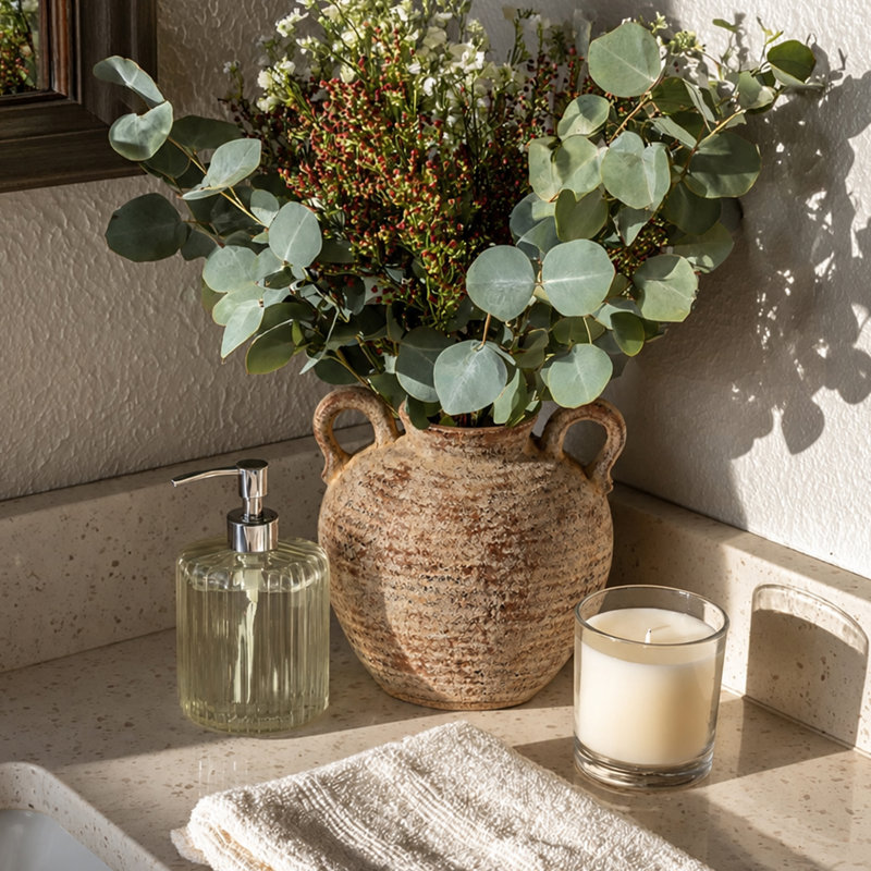 Petit vase en céramique rustique Farmhouse, 6 pouces, Brun