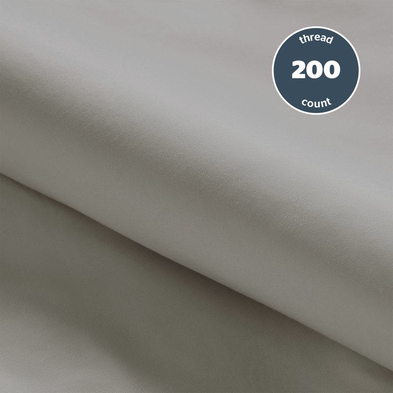 Silentnight Pure Cotton 200 TC Duvet Cover Set, Double Duvet Cover + 2 Standard Pillowcases, Grey
