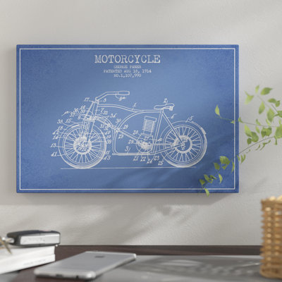 Croquis de brevet de moto George Pamer par Aged Pixel - Estampe numérique sur toile tendue