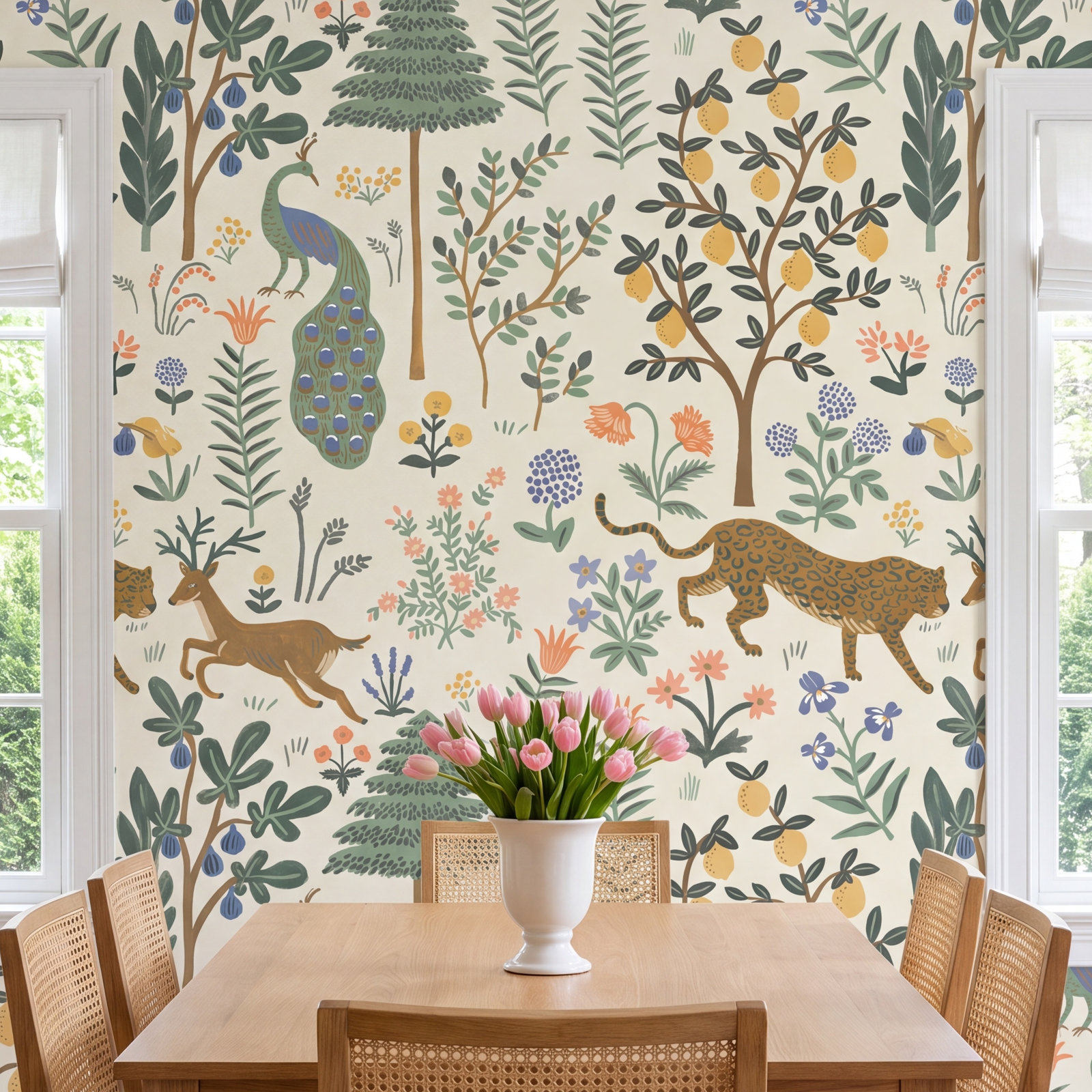 Menagerie Self-Adhesive Wallpaper, Cream