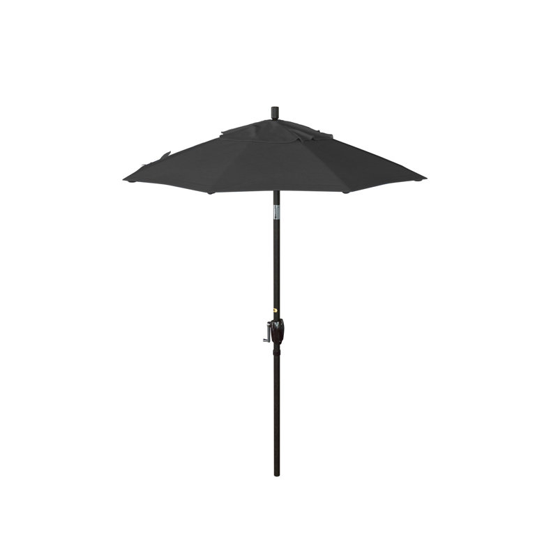 Parasol de marché 6 pi Jelinek, Toile Sunbrella® noir, Enduit imitant le métal frappé gris