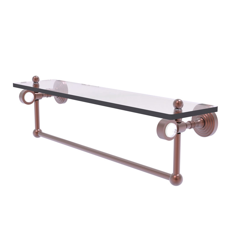 Tablette à support en verre avec barre à serviettes Jarrell, Cuivre antique, H 5,12 po x l 22 po x p 6,4 po