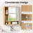 Bathroom Wall Cabinet with Mirror, Single Door, 3 Open Shelves & Adjustable Shelf Natural-129204854