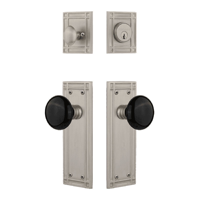 Ensemble d'entrée de mission avec bouton en porcelaine Nostalgic Warehouse, Noir / nickel satiné, 2.75