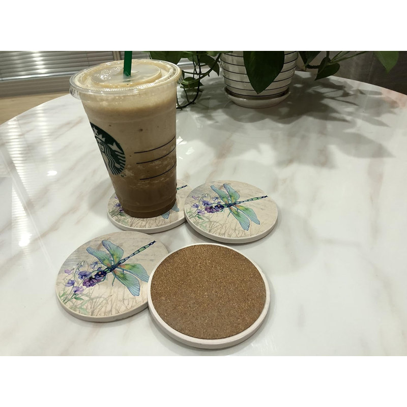Ceramic Round 4 Piece Coaster Set