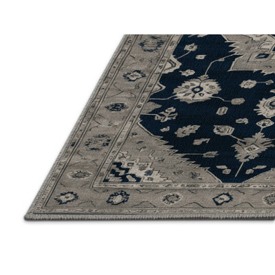 Machine Washable Overdyed Gray Area Rug