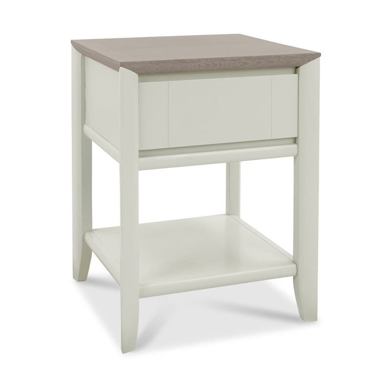 Southall Solid Wood End Table, Ivory, Brown