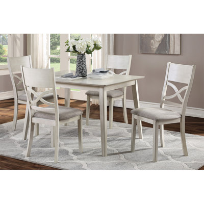 Antique White Finish 5Pc Dining Set Rectangular Table And 4 Side Chairs Wooden Dining Kitchen Furniture Breakfast Modern Dining Set -  Gracie Oaks, C2F06BC312414693940A2E086C20E13D