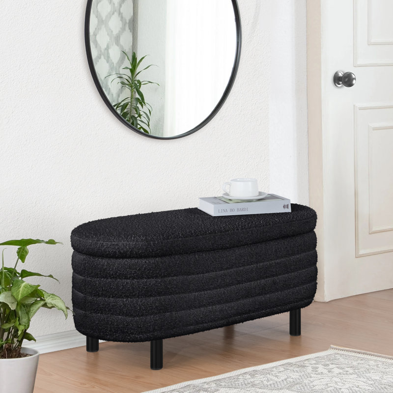 Banc de rangement rembourré Eilhard Boucle, Noir