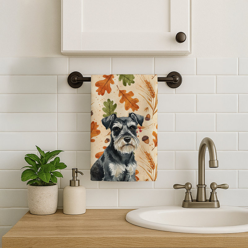 Serviette de cuisine noire et argentée Schnauzer, Black & Silver Miniature Schnauzer