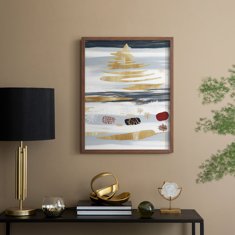 «Christmas Holiday Art CLV III», reproduction d'art encadrée - bois massif, H 21 po x l 17 po, Noyer