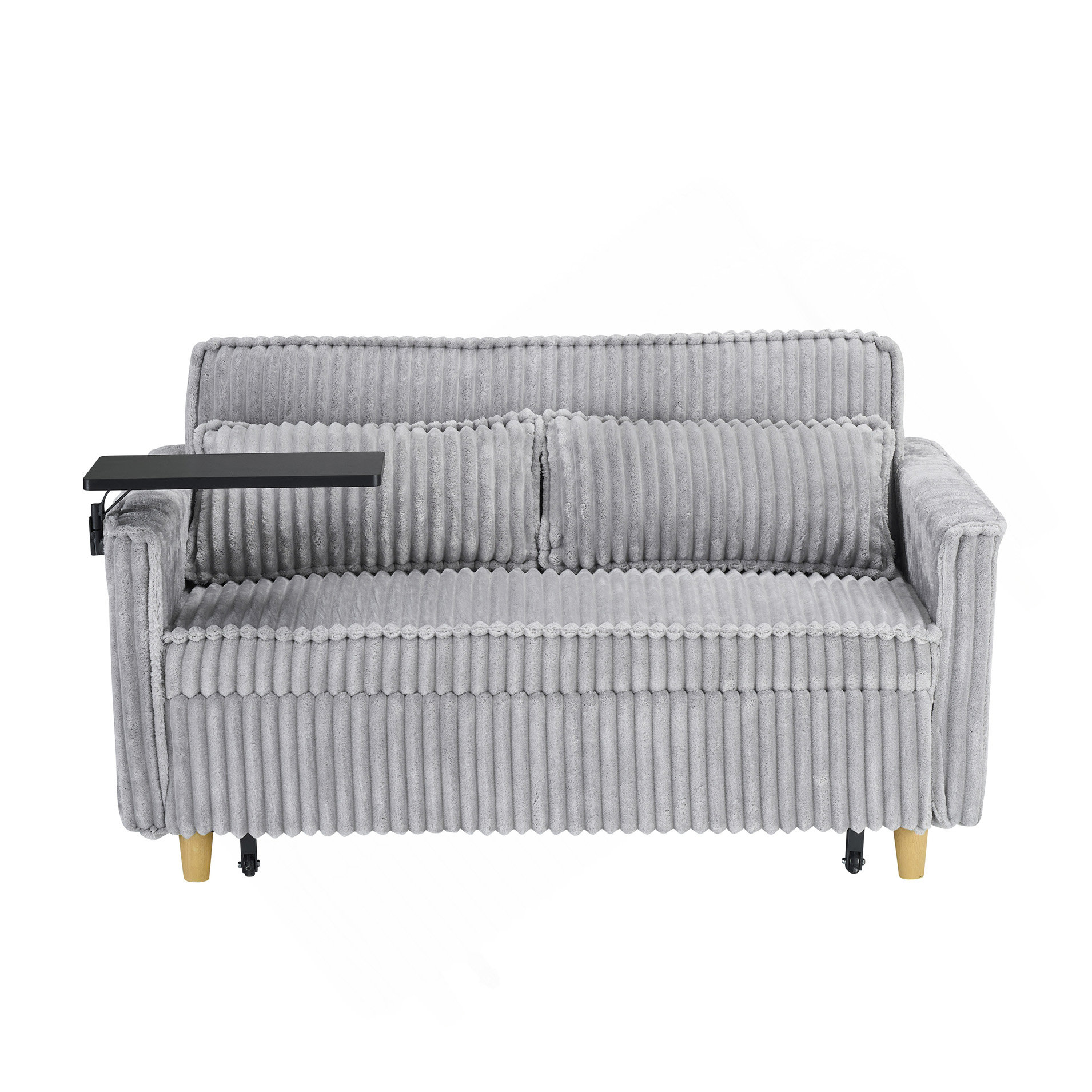 Latitude Run® The Pull-Out And Push-In Beige Corduroy Sofa With Dual ...