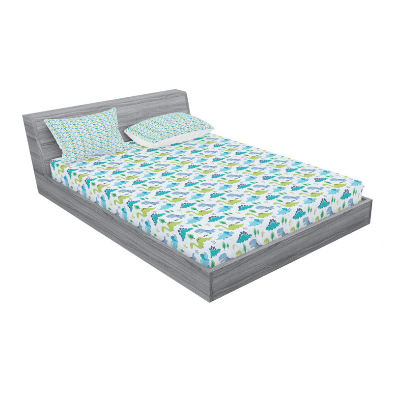 Microfiber Sheet Set, Queen Sheet Set with Fitted Sheet, Dinos