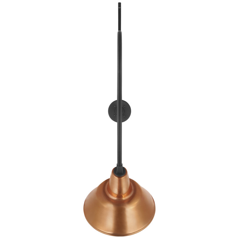 Thomas O'Brien, "Academy 36" Anchored Larrabee Barn Light in Matte Black with 12.5" White Bowers Shade, Soft Copper