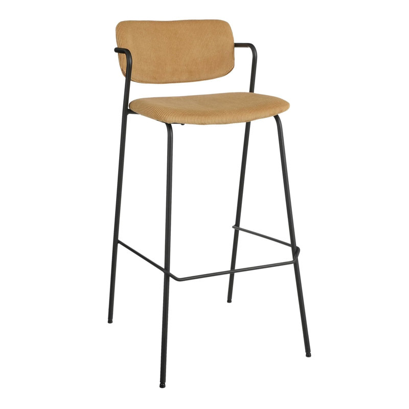 Manzanola Upholstered Counter Stool with Metal Frame, Yellow